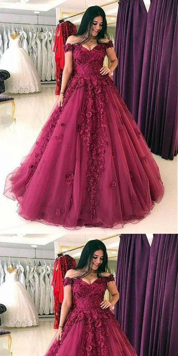 Cheap Burgundy Long Prom Dresses Lace Applique Military Ball Gown Form –  SheerGirl